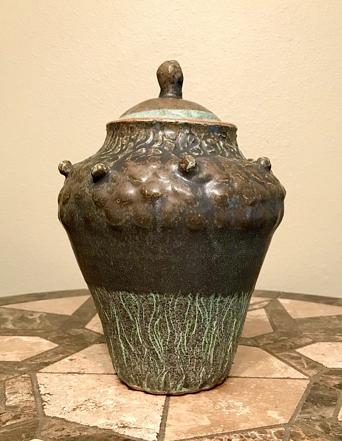 Nature Inspired Jar, Stoneware. Spring 2020