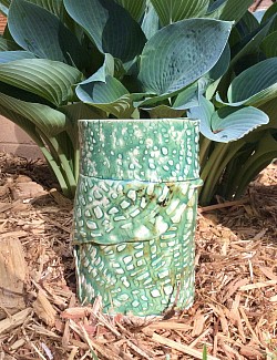 Textured Planter Cone 6 Celadon on Bella’s Blend
