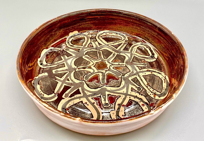 Decorative Baking Dish, Red Brown Metallic Glaze