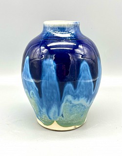 Vase with Arrowmont Blue, cobalt glazes