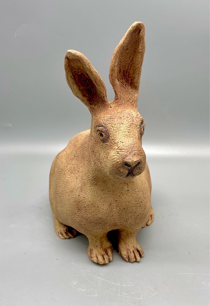 Rabbit Sculpture, 2023 speckled brown clay