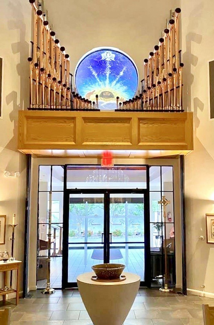 Amber Baptismal Font with Gold Highlights, St. Alfred's Episcopal Church Palm Harbor, Florida